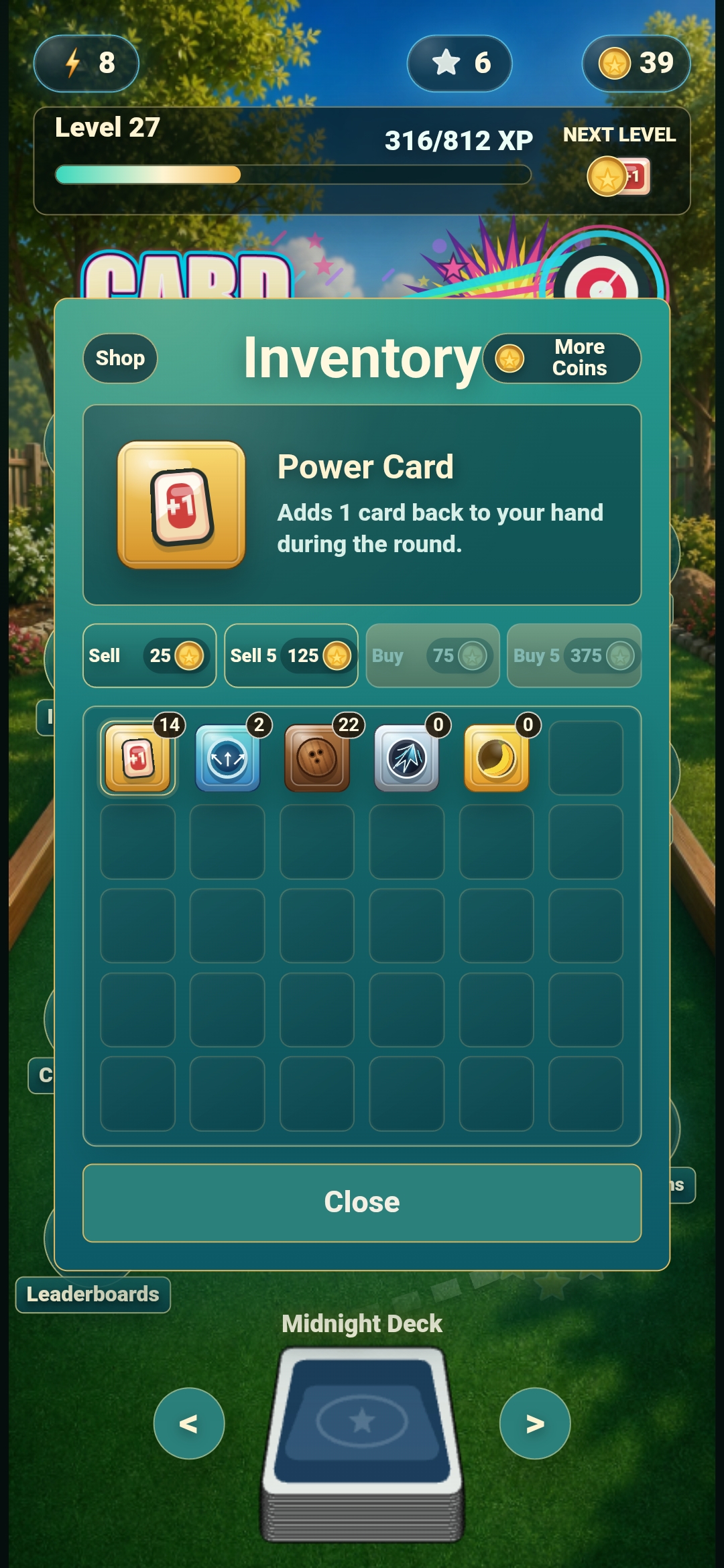 Card Flick inventory